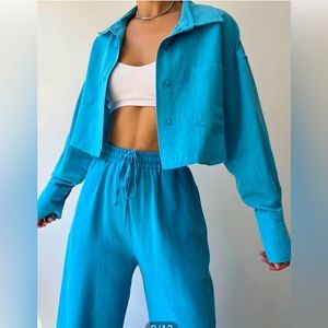 NWT Cropped shirt and pants set
